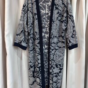 Peruvian Connection duster Size small/extra small Floral Patterned Open Cardigan
